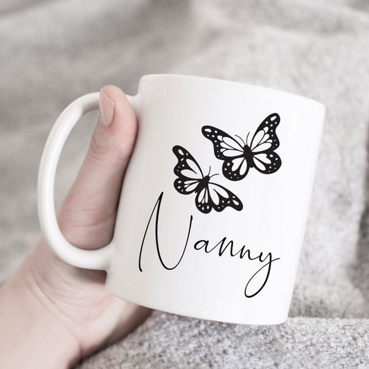 Butterfly Personalised Mug For Nanny